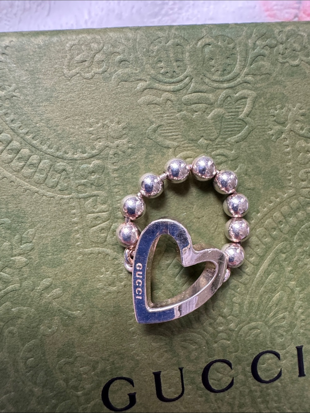 Vintage Gucci beaded heart ring silver - Picture 4 of 4